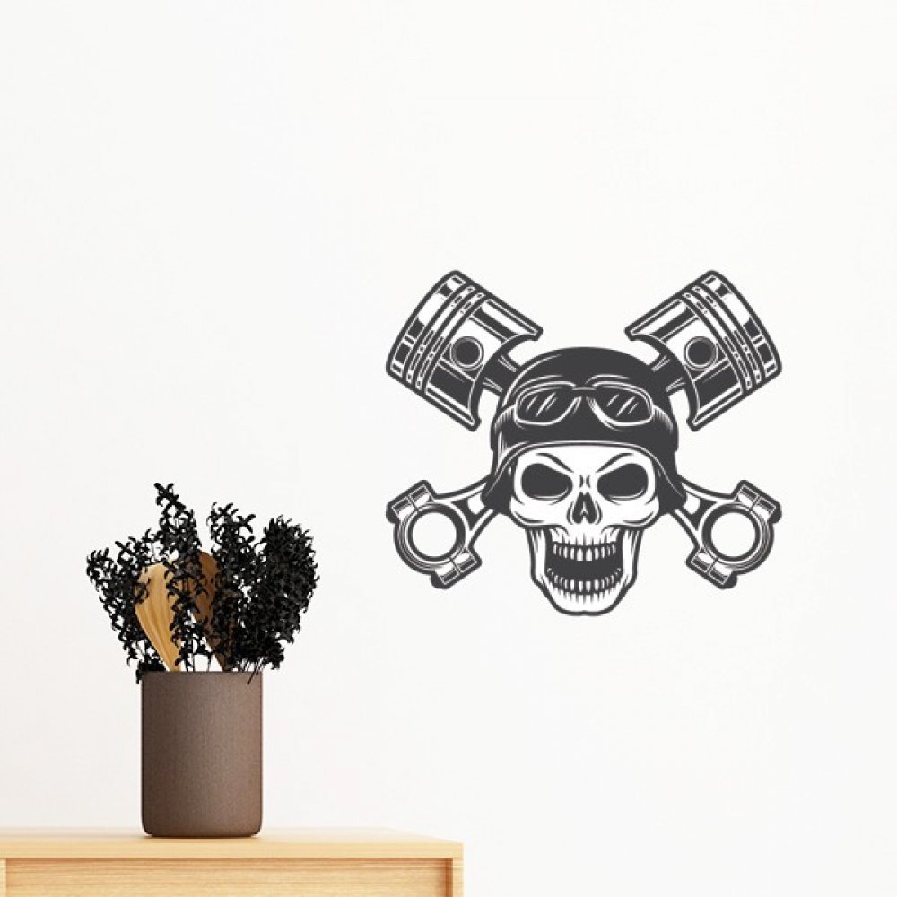Décor vinyle moto squelette pour masquer un mur sans peindre