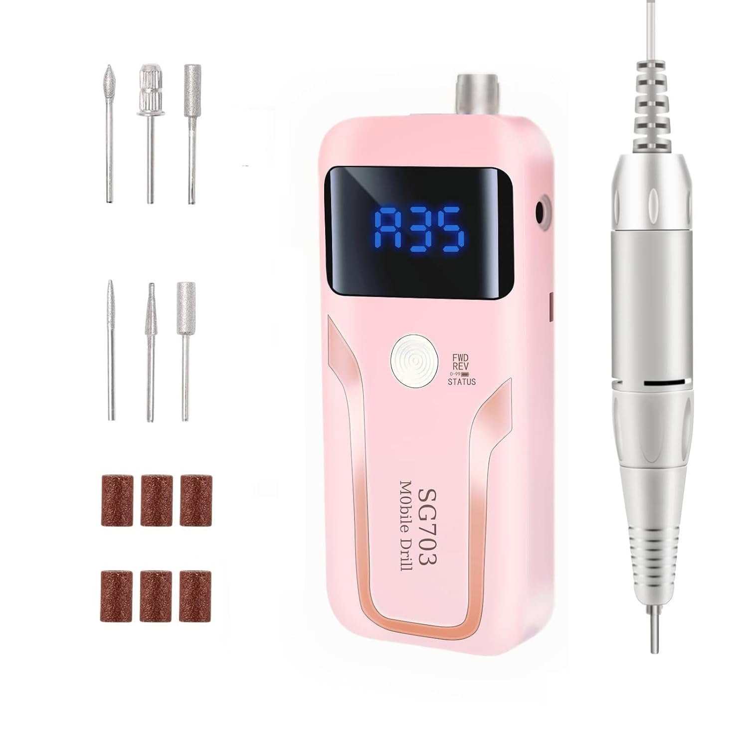 Electric Nail Drill, DELIFO Portable Nail Drill Professional 35000 RPM Nail File Machine Rechargeable Pedicure Acrylic Nails Polishing Tools with Bits LED Display for Home Salon Manicure Electric Nail Drill, DELIFO Portable Nail Drill Professional 35000 RPM Nail File Machine Rechargeable Pedicure Acrylic Nails Polishing Tools with Bits LED Display for Home Salon Manicure