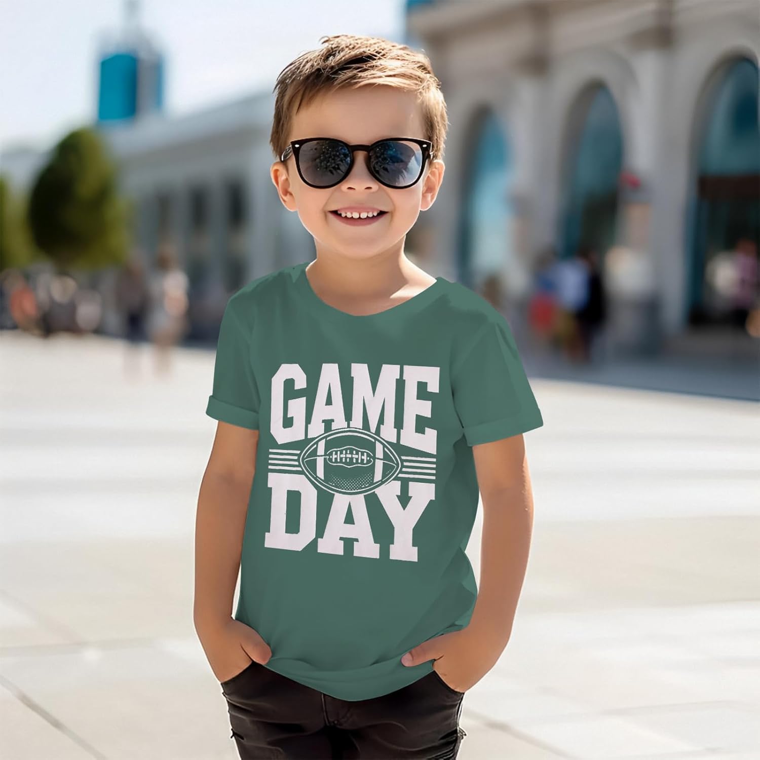 KEKEMI Kid Boys Football Ballgame Shirts Funny Game Day T-Shirt Football Fans Gift Outfit Kids Sports Tees Short Sleeve Tops - Image 4