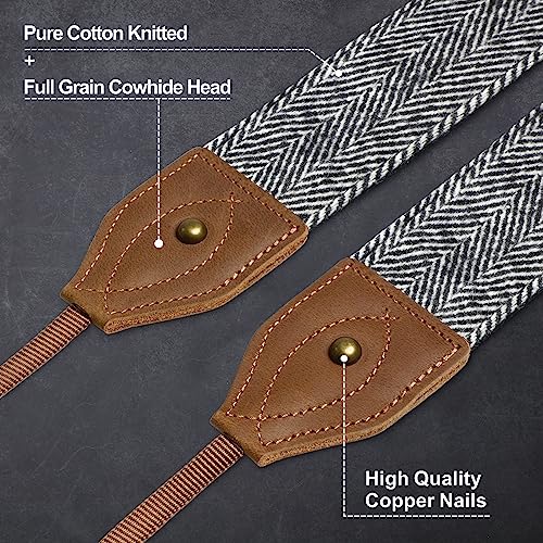 Padwa Lifestyle Alça para câmera de cabeça de couro de vaca clássica Crazy Horse de 5 cm de largura