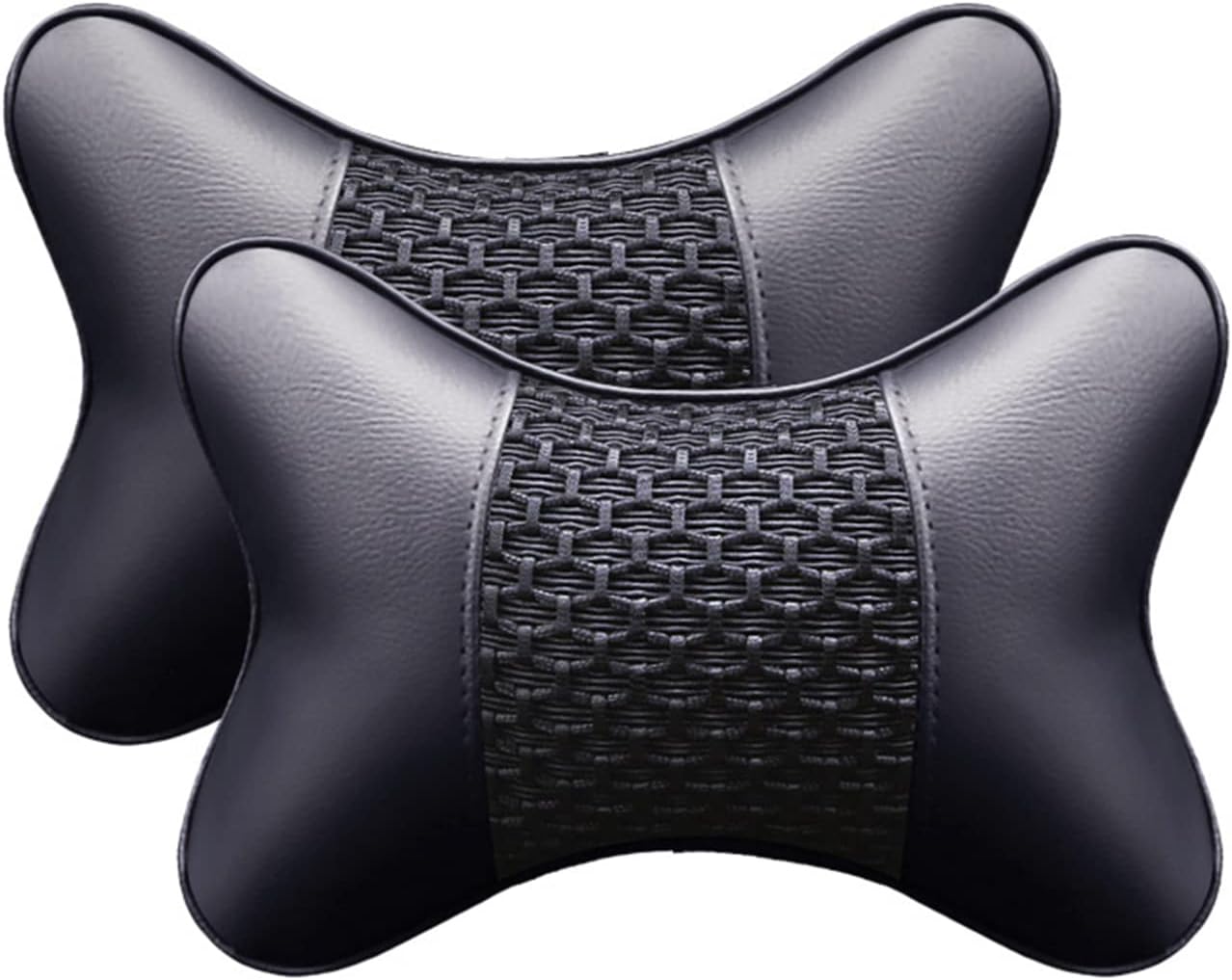 2pcs Car Seat Neck Support Pillow,PU Soft Leather + Memory Foam,Head Support Pillow Cushion Pad for Driving Headrest Relax,with Adjustable Strap
