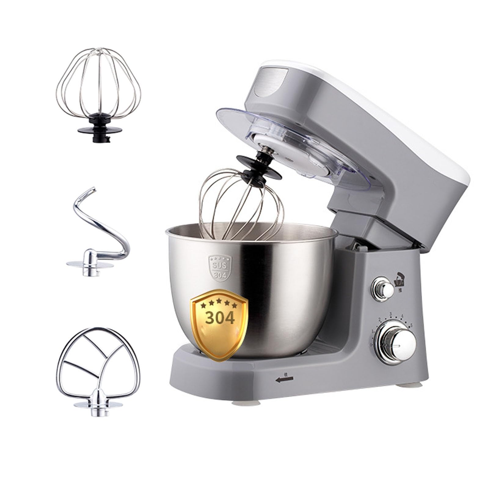 Robot De Cocina Con Tazón Para Mezclar De Acero Inoxidable De 3,5L Configuración De 6 Velocidades Batidora Amasadora Eléctrica De Pie Incluyendo Gancho Para Masa, Batidor Para Hornear En Cocina 600W (