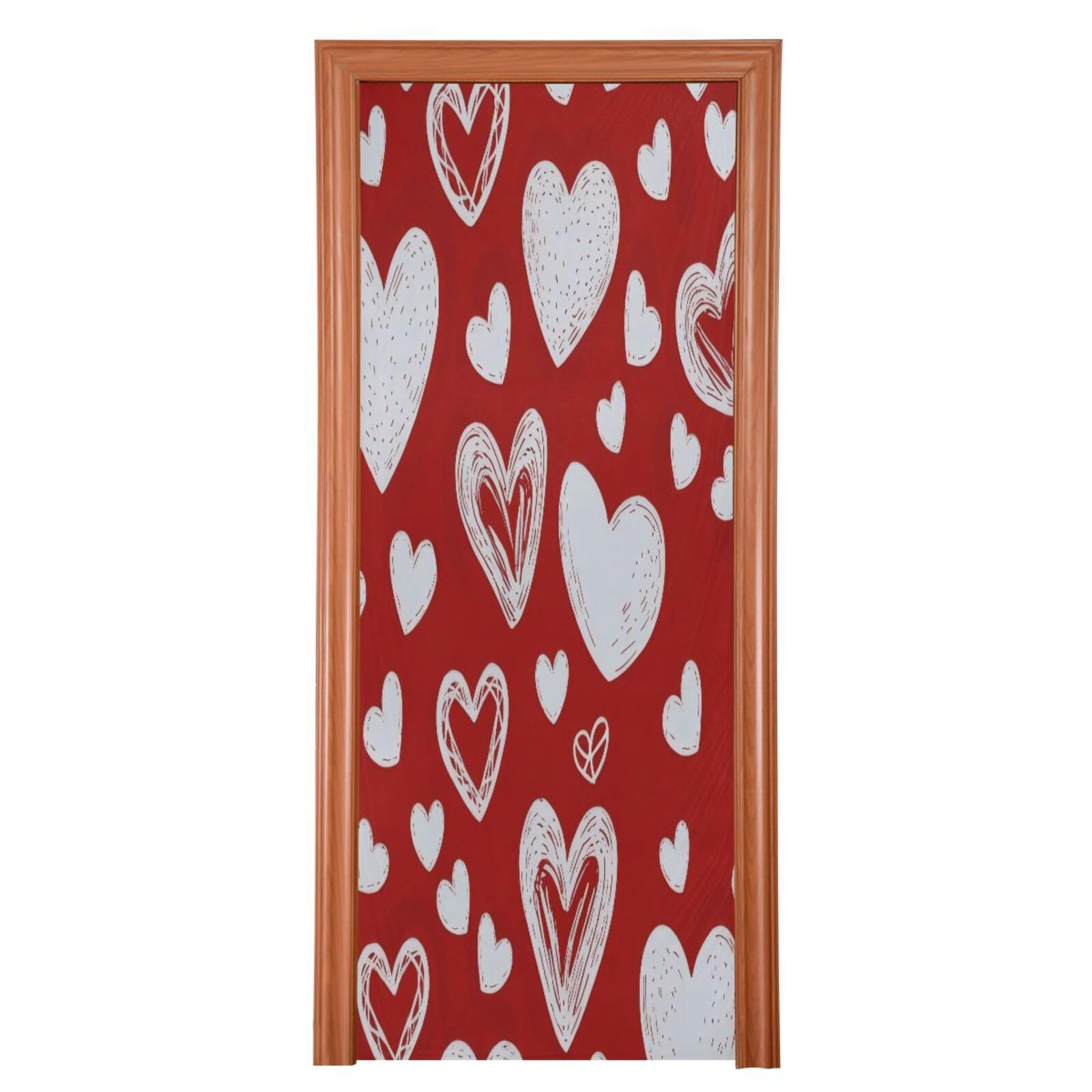FLildon Red Hearts Love Valentine's Day Door Cover Decoration, Party Accessory Porch Decor for Festive Ornament Room Door Covers 32 x 79 Inch