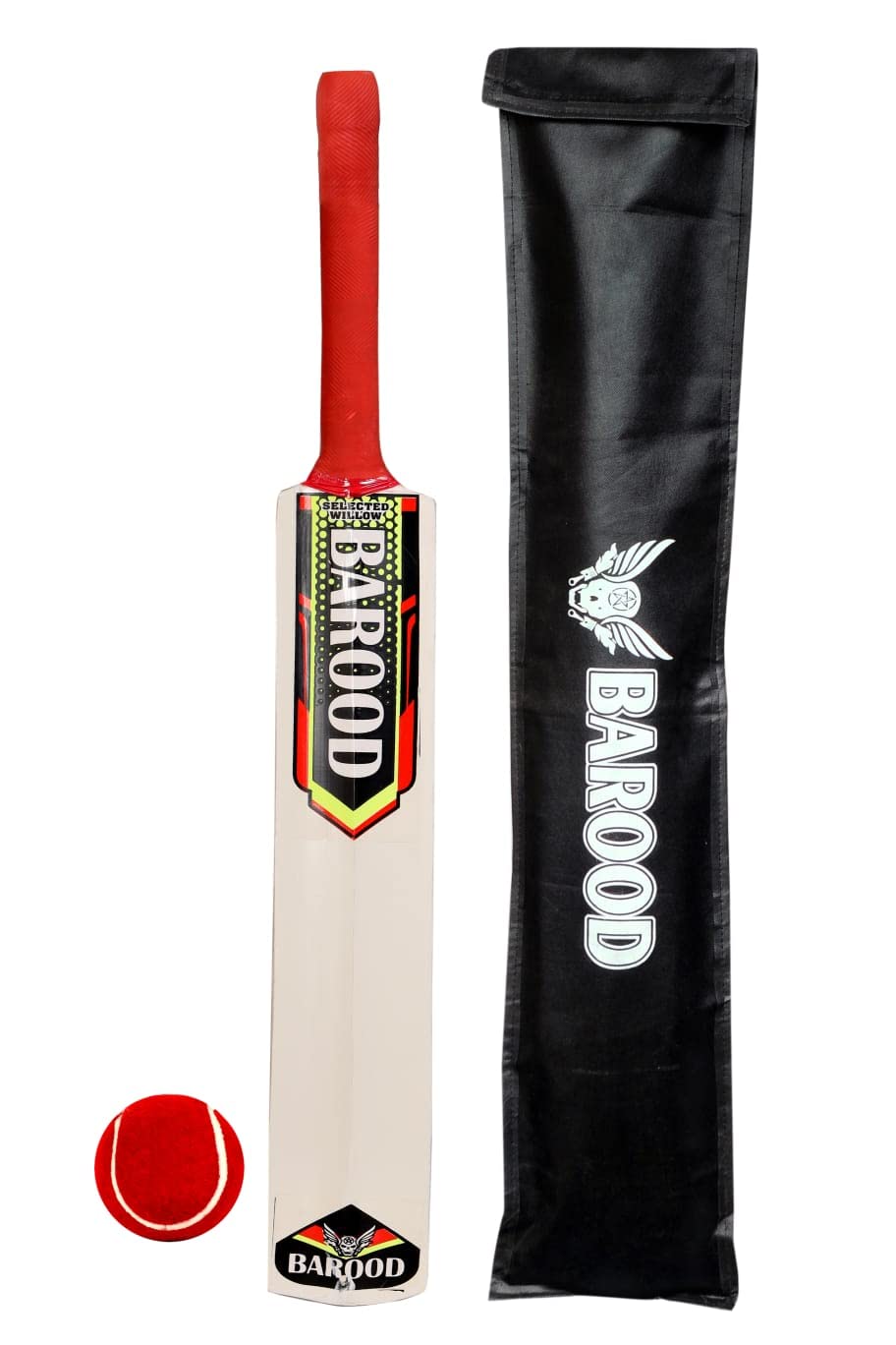 Wooden Cricket Bat Set with Tennis Ball and Carry Bag Cricket Bat Size 4 (7-9 Years) Pack of 1, bat Length 74cm-image-0