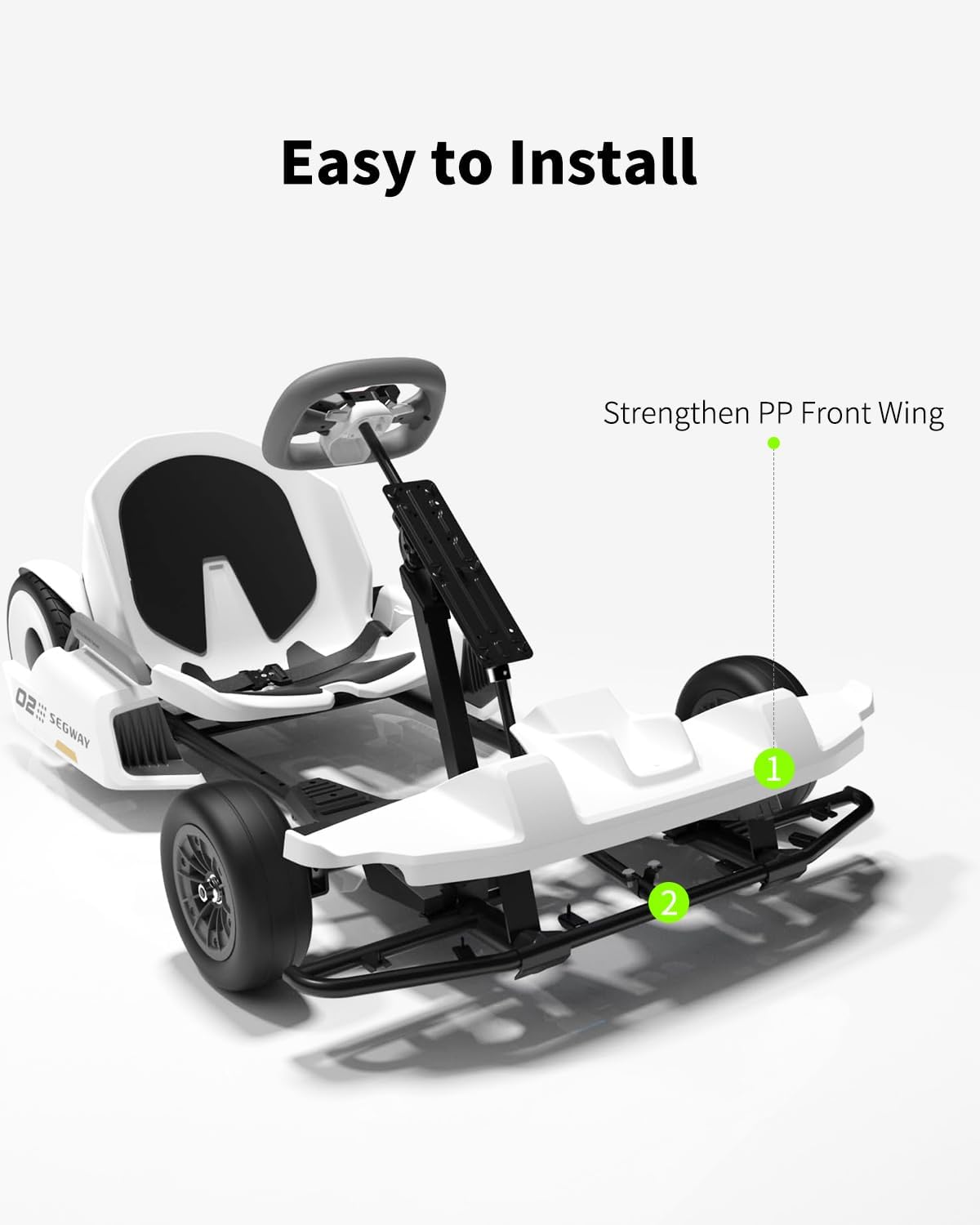 GoKart Front Wing Compatible with Segway Ninebot Go Kart Kit/Kit 2/GoKart Pro/Pro 2 Smart Scooter Front Bumper Plastic Protection Replacements Original Accessories (White for Gokart Kit/Kit2)