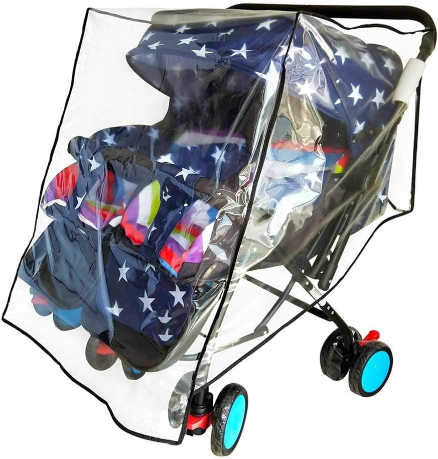 Weather Shield for Double Stroller Raincoat Universal Size Side by Side Baby Umbrella Stroller Rain Cover Scooter Twin Wind Shield Waterproof Jogger City