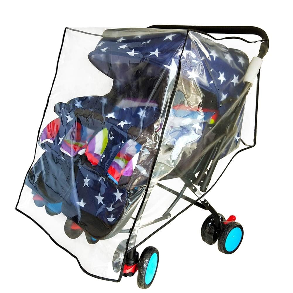 HSJH Universal Size Double Stroller Raincoat Waterproof Side by Side Baby Umbrella Stroller Rain Cover Scooter Twin Wind Shield Jogger City-image-28