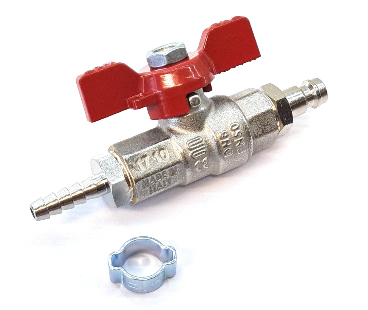 Delta-P Water Fed Pole Valve Tap - Series 21, 6mm or 8mm Hosetail Combinations + O Clips (6mm Hosetails and Series 21 Male)