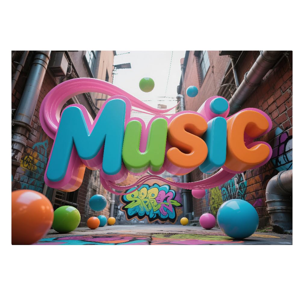 Mural de pared para dormitorio Música Vinilos de pared impermeables autoadhesivos grandes Arte Callejero Póster para sala de estar habitación infantil fondo de TV 200x140cm