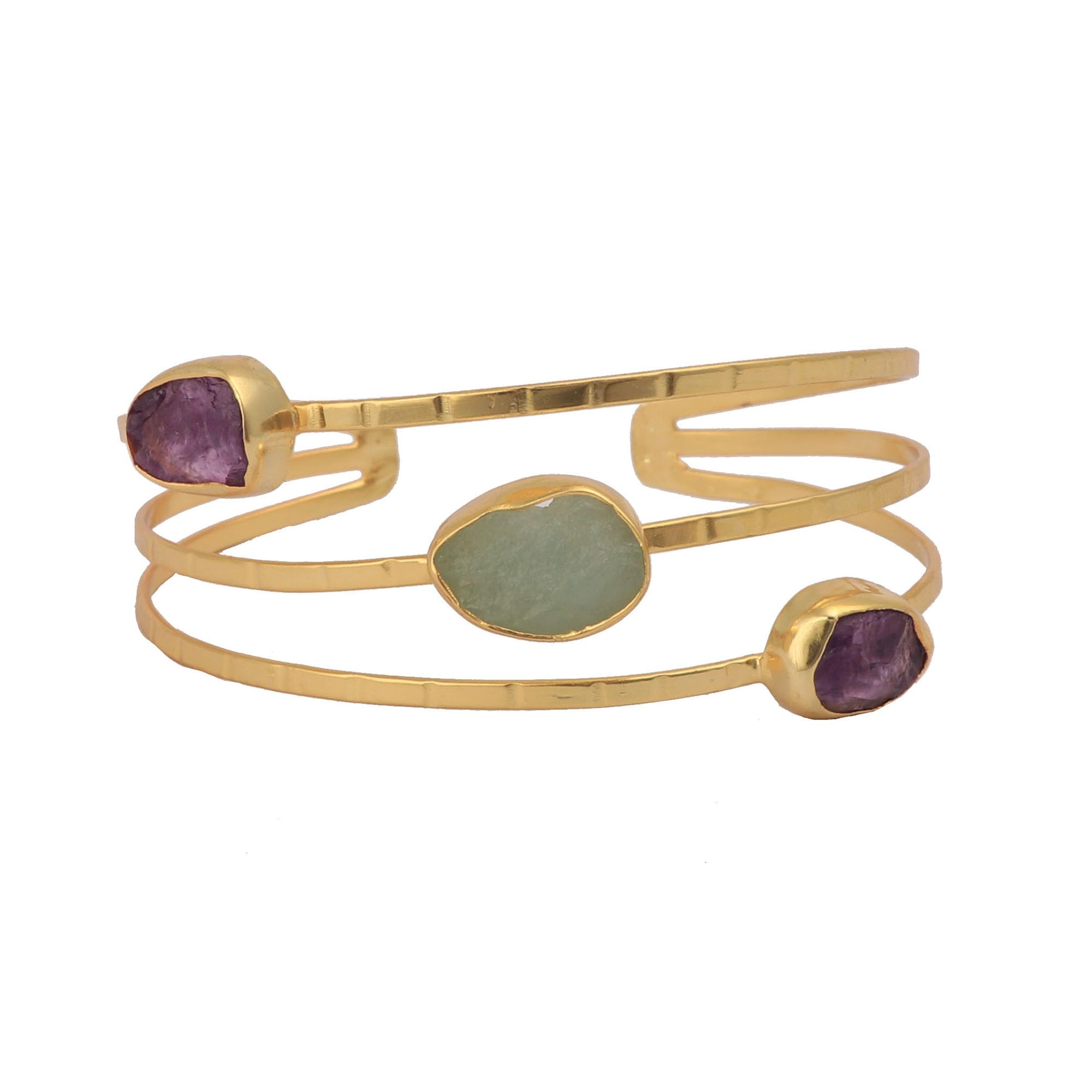 El Joyero Natural Birthstone Purple Amethyst & Aquamarine Bangle | Rough Gemstone Bangle Bracelet | Brass Gold Plated Collet Sett Cuff Bangle | 148611 For Women (B0CC56MXZW) Amazon Price History, Amazon Price Tracker