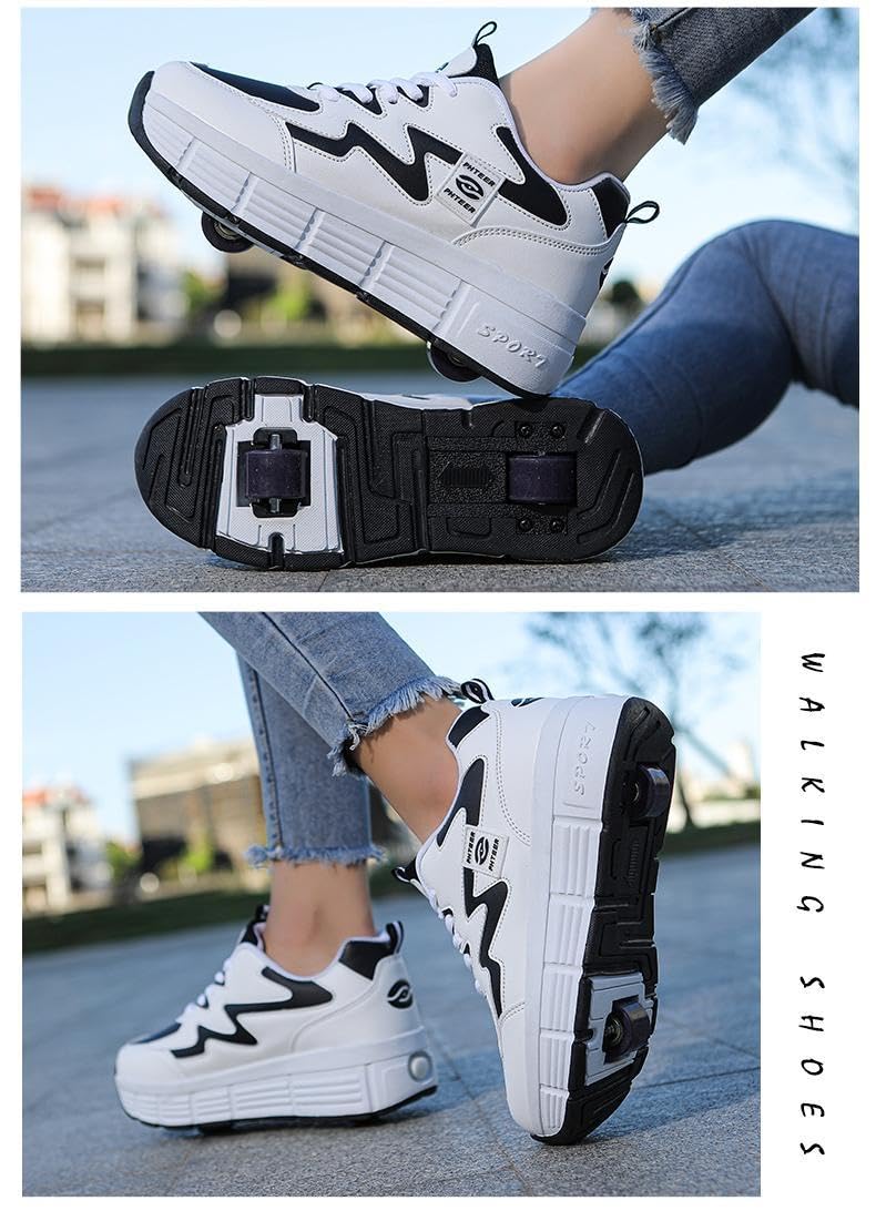 Chaussures à roulettes 2 en 1 pour enfants et adultes, patins à roulettes multifonctions