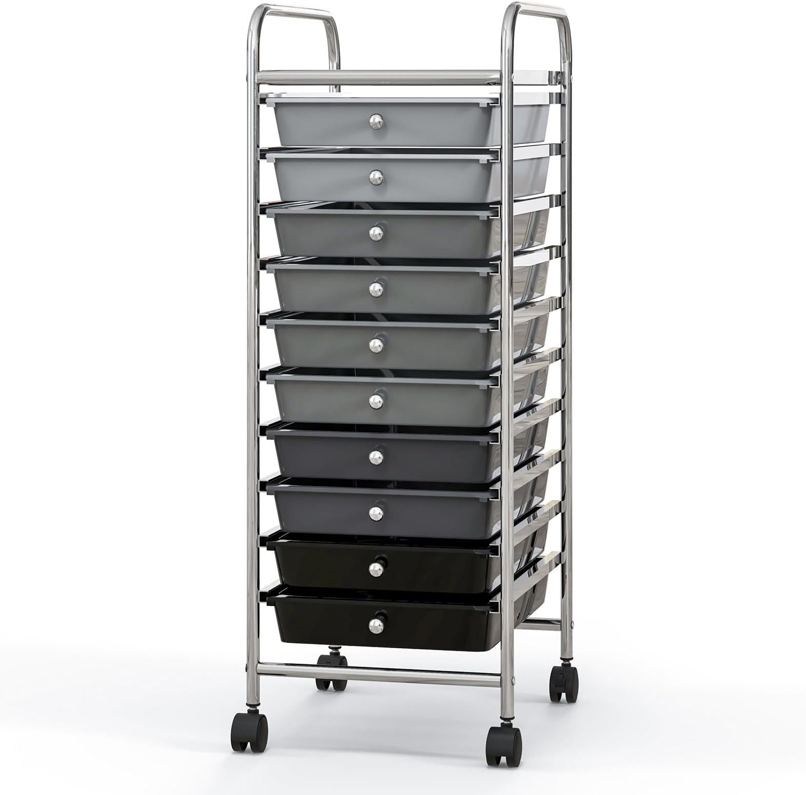 Giantex 10-Drawer Storage Cart w/Universal Wheel, Rolling Cart w/Handle, Home Organizer Storage Unit w/Removable Drawers, Trolley Utility Cart for Kitchen Makeup Living Room Office Play Room