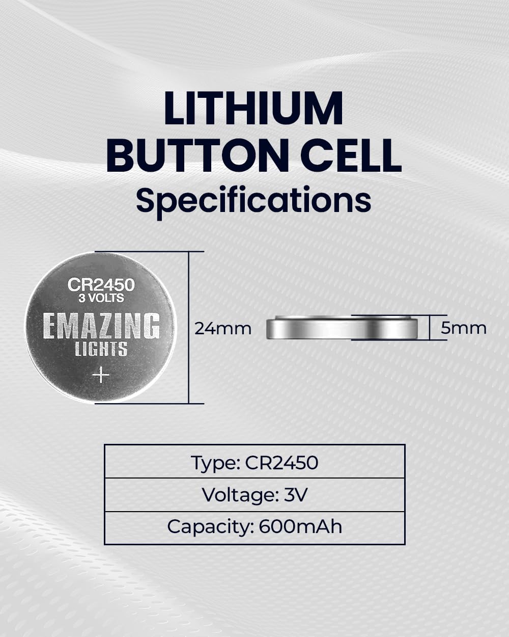 CR2450 Batterien, 60 Stück, 3 V, Lithium, Knopfzelle EmazingLights