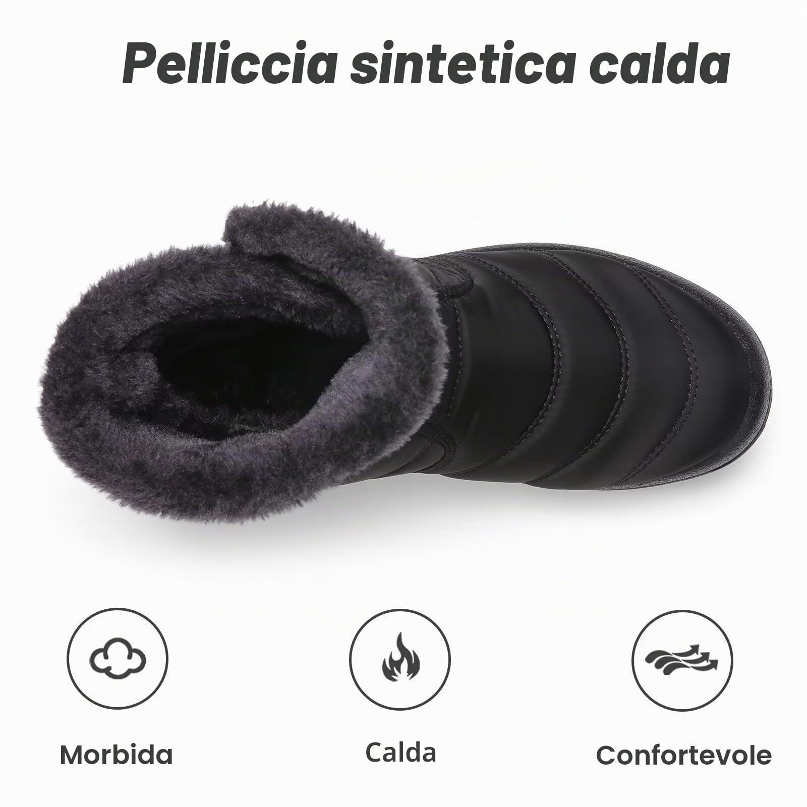 scecocrs Stivaletti Invernali Da Neve Con Zip Da Donna, Stivaletti Caldi Foderati in Pelliccia, Stivaletti Comfort Impermeabili Antiscivolo Per Esterno, Botas De Invierno Para Mujert