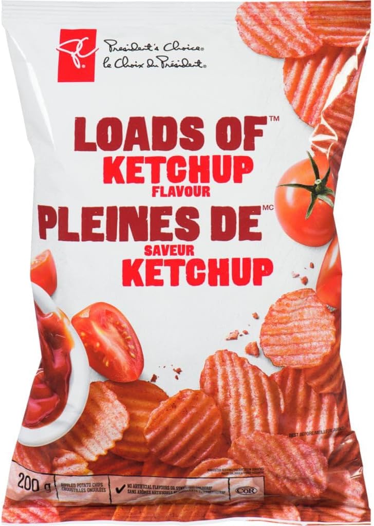 President's Choice Loads of Ketchup Flavour Chips 2 x 200g/7.1 oz
