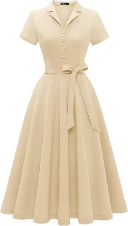 Women's Vintage Tea Dress, Short Sleeve Cocktail Party Dress, Work & Casual