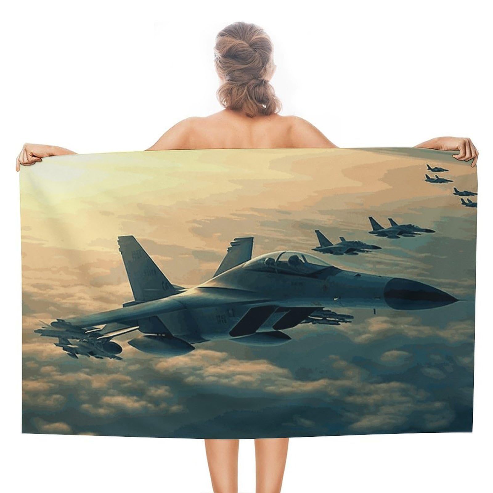 STVNKML Aircraft Fighter Jets Beach Towel 31"x51" Double-Sided Plush Towel for Adults, Travel, Pool, Gym & Sports Sand-Free Quick-Dry Bath Towel -