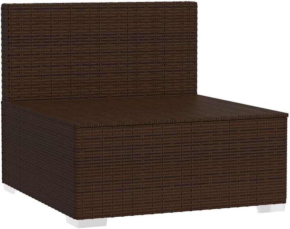 Modular Garden Sofa Chair, Brown & Green Outdoor Patio Furniture with Weather-Resistant Poly Rattan and Cushions for Balcony, Terrace, 1-Seater Compact Lounge Seating