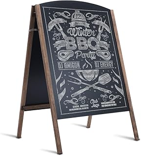 Tangkula 40 x 26 Inches A-Frame Chalkboard Sign, Rustic Wooden Double-Sided Standing Sidewalk Chalkboard Sign Sandwich Board, Ideal for Businesses Wedding Announcements & Events