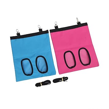 Feeder Storage, Hanging Feeding Bag Oxford Cloth 2pcs Foldable for Chinchilla for Rabbits(Blue+Pink)