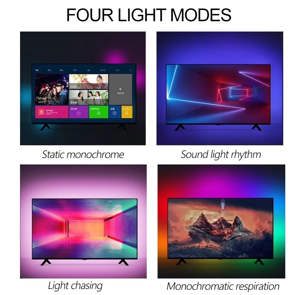 DONGXIAO Luce Ambientale TV, TV sincronizzata con Suono e Luce, Cambio Colore sincrono con Lo Schermo, la Luce Si muove con l'ombra, Cintura Luminosa sincrona Intelligente di Sfondo(4m(for TV 72IN))