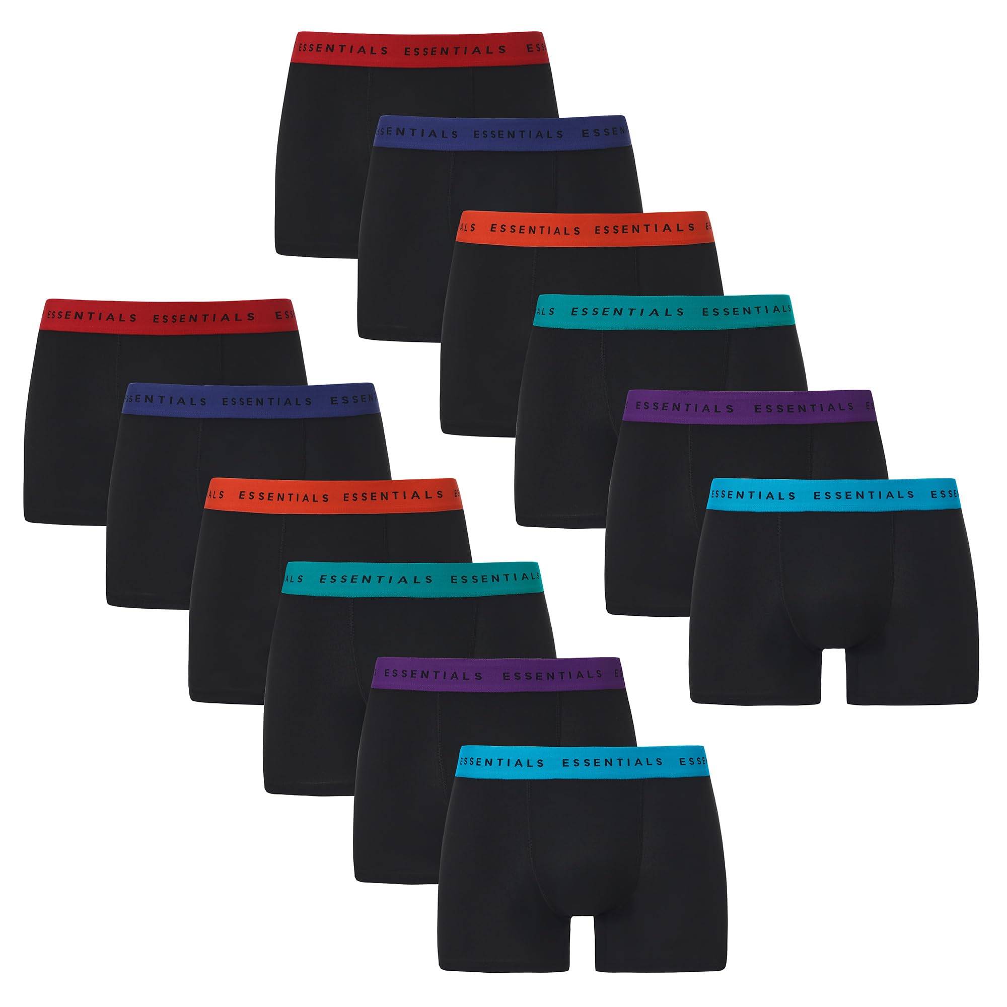 The Essentials Wardrobe Men's 12Pk Black 12Pk Tew Boxer - Black - Large