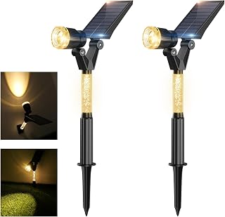 Etetale Solar Spotlights Outdoor, Dusk-to-Dawn Solar Spot Lights Outdoor Waterproof, All-in-1 Landscape Lighting, Adjustable Solar Lights Outdoor for Garden Yard Wall Patio, 3000K Warm White/2 Pack
