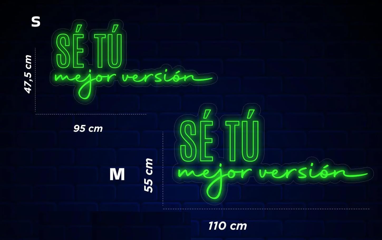 Letrero SE TU MEJOR VERSION Cartel Luminoso LED, Metacrilato, 95X45cm | Escaparate, Decoración de Pared, Luz Brillante, Alimentación 12v
