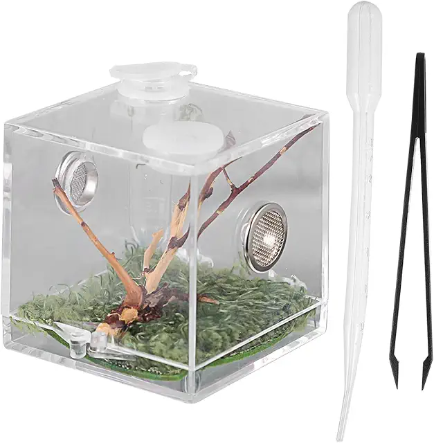Garneck Springspin Terrarium Set - Transparent Acrylic Cage for Spiders & Reptiles