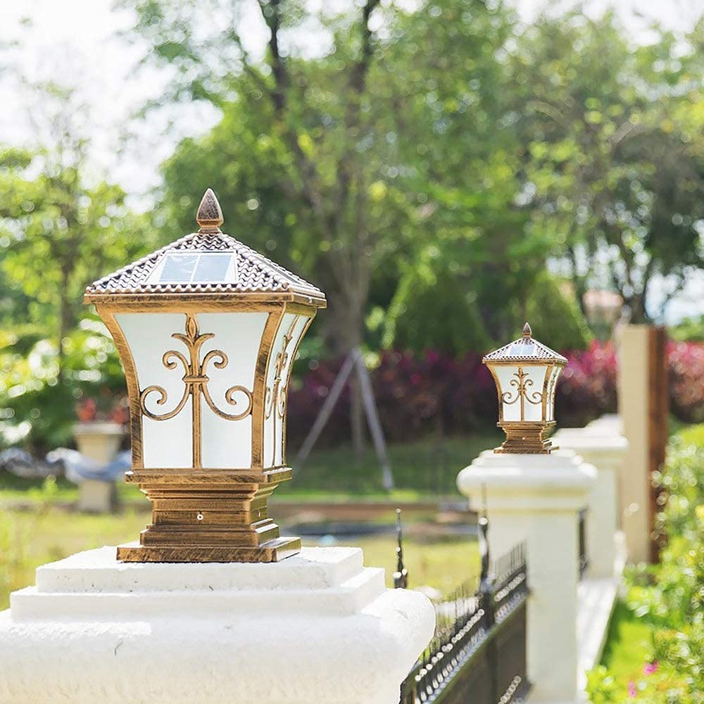 Lampa ogrodowa Zewnętrzna wodoodporna lampa piętna LED Solarna słupek Lampa kolumnowa Odlewany szklany klosz Kwadratowa brama Lampa na filarze Balkon Trawnik Nawa ogrodowa Weranda Podwórko Ulica Lampa