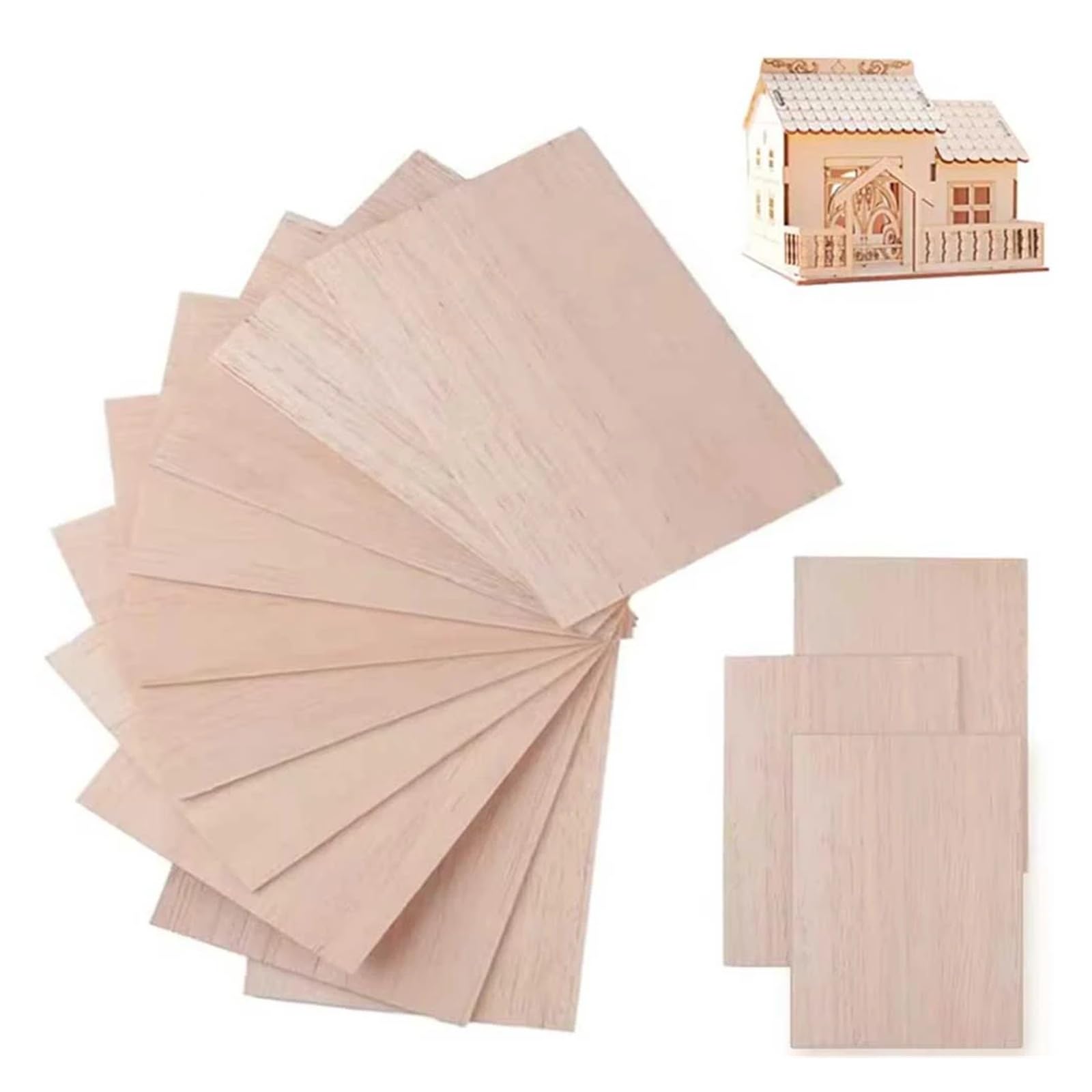 Kit surtido de 5 a 20 hojas de madera de balsa, láminas de madera de balsa para proyectos escolares y manualidades, palos de madera clara de 1 a 8 mm de grosor (300 x 100 x 8 mm, 10 unidades)