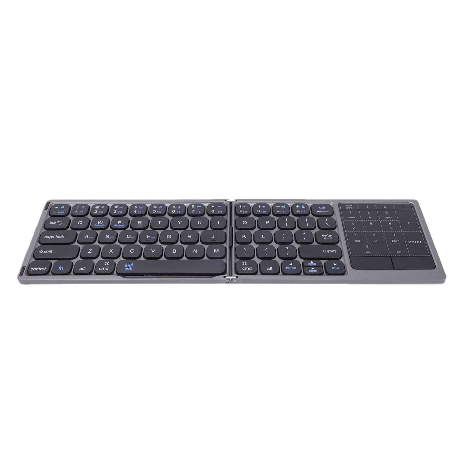 Fockety Faltbare Bluetooth Tastatur mit 2-in-1-Tastenfeld und Touchpad