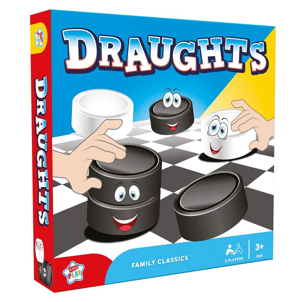 Kids Play Draughts Game - Traditional Checkers Board Game for Children and Adults, 2 Players, Age 3+