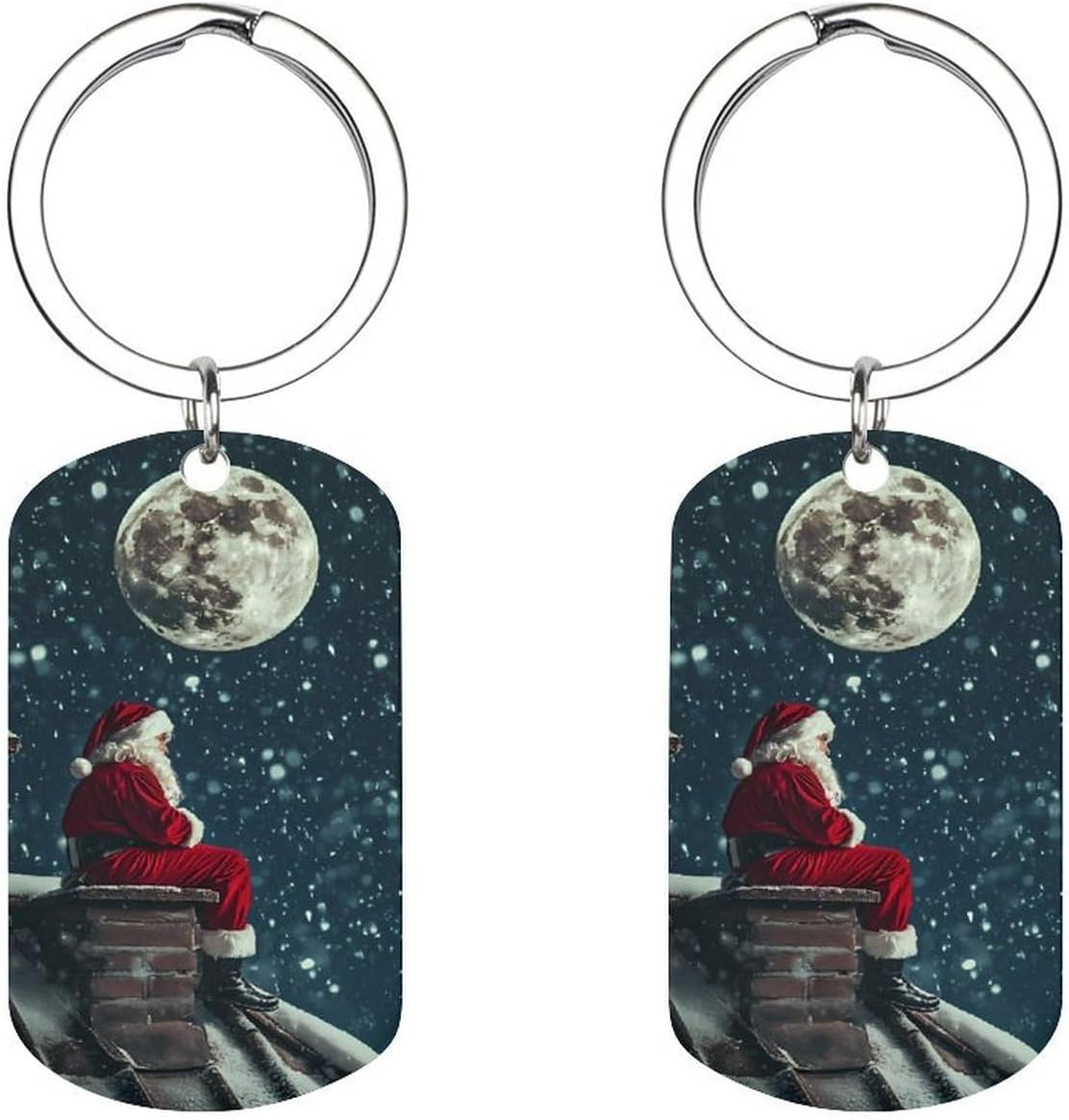Christmas Night Moon Snowflake Custom Keychains for Men Women Funny Key Chain Accessory Purse Bag Pet Charms Gifts
