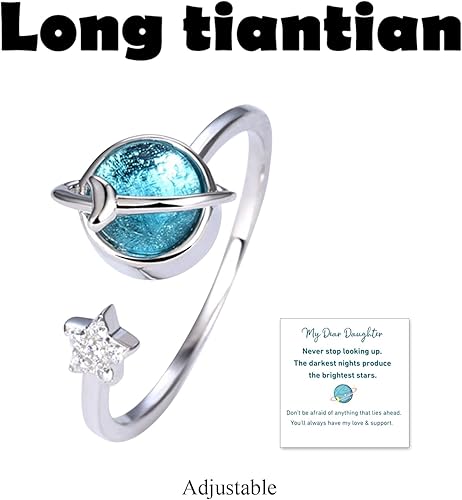 Miniatura 46 de Long tiantian Regalos para hija de parte de mamá, anillo ajustable abierto giratorio para ansiedad para mujeres, regalos para el día de la madre