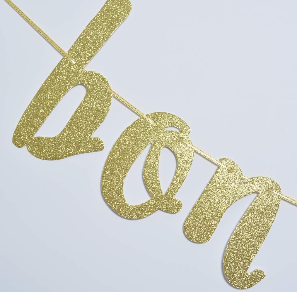 Amazon Com Bon Anniversaire Banner For Happy Birthday Party Decorations French Theme Sign Photo Backdrop Gold Glitter Home Kitchen