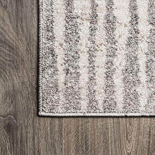 Image of JONATHAN Y Skoura Modern Bold Stripe Beige /Dark Gray Runner Rug, 2x8, Bohemian, Casual, Easy-Cleaning for Living Room, Bedroom, Kitchen, Pet Friendly, Non-Shedding (MOH305A-28)