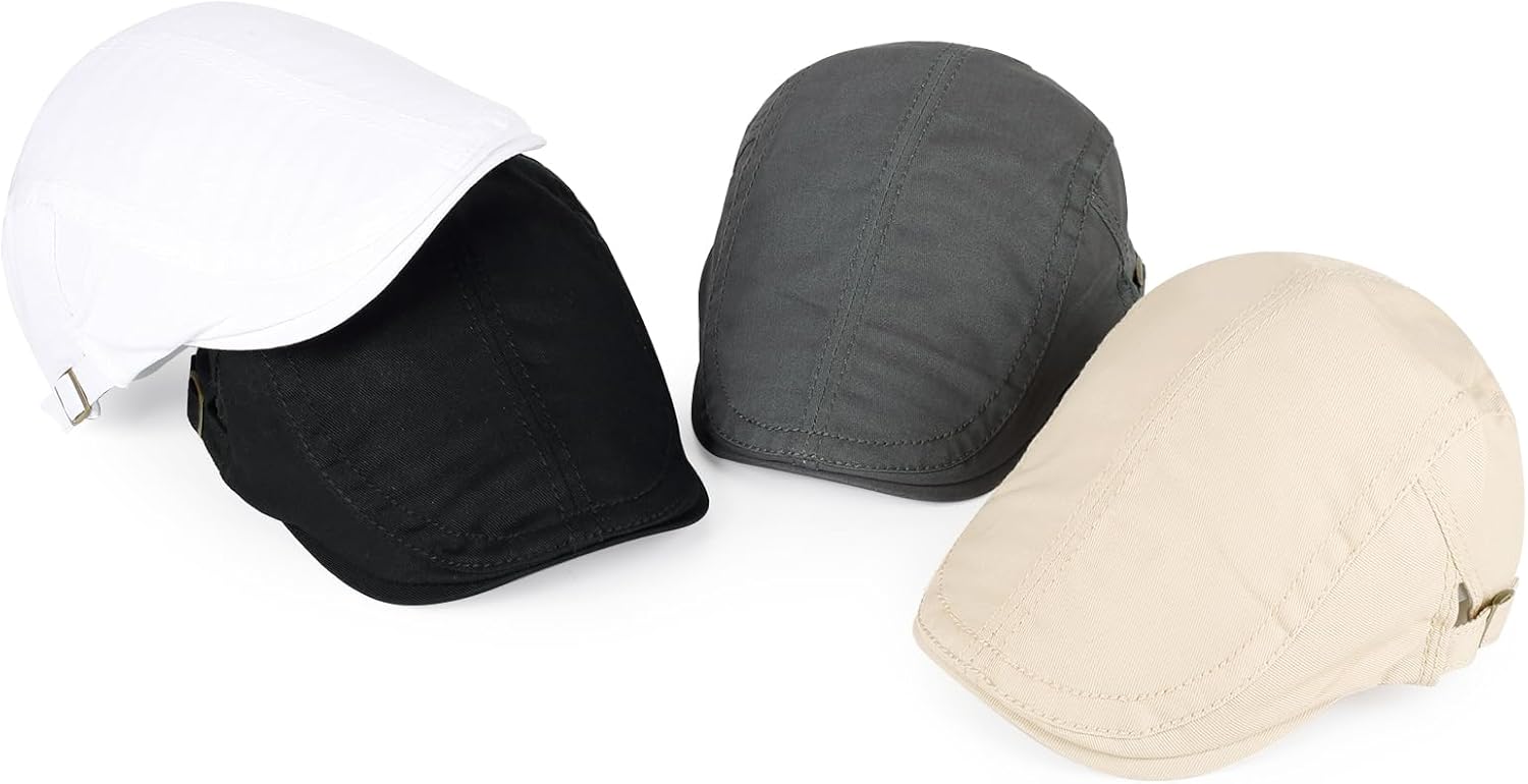3Pcs Cotton Newsboy Hat for Men Cool Adjustable Flat Cap - Image 5