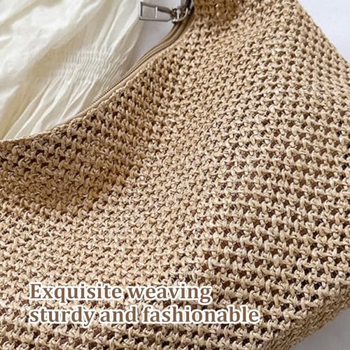 Straw Beach Bag Straw Crossbody Bag Adjustable Straw Purses and Handbags with Zipper Multipurpose Woven Beach Bag for Beach Picnic Vacation3