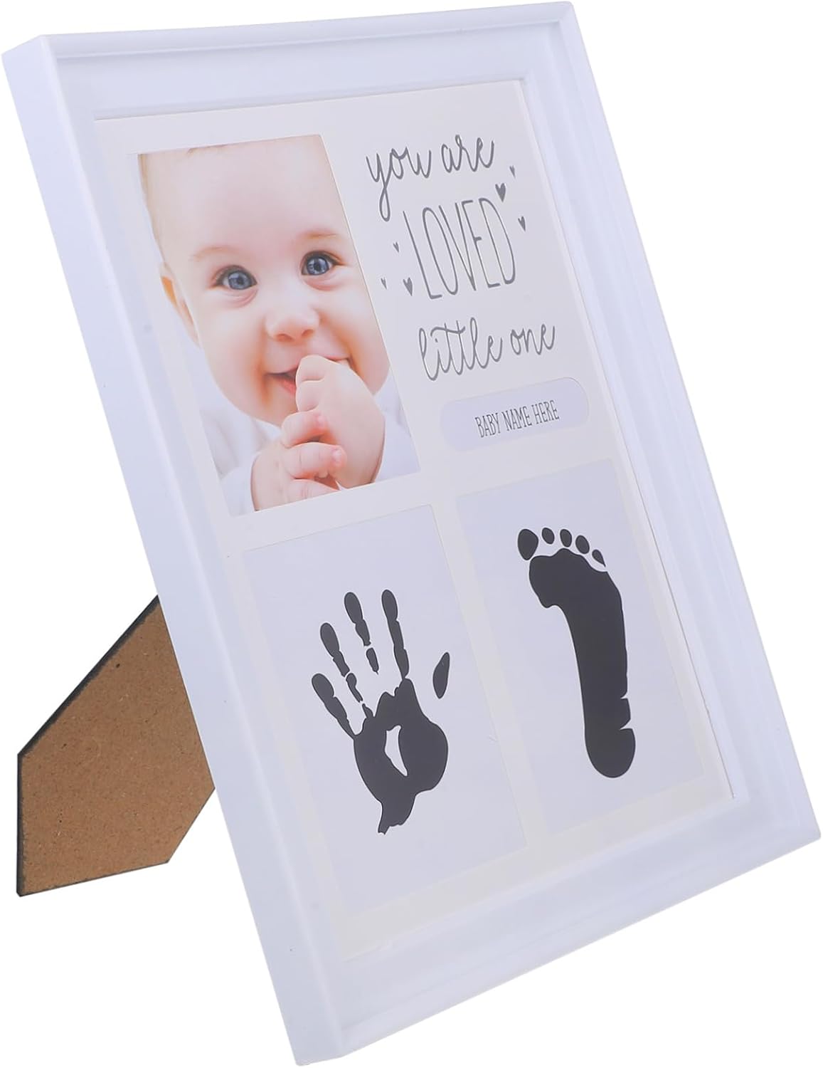 First Year Growth Photo Frame with Hand and Foot Print Compact Design for Newborn Memories for Shower Decor and Nursery Display