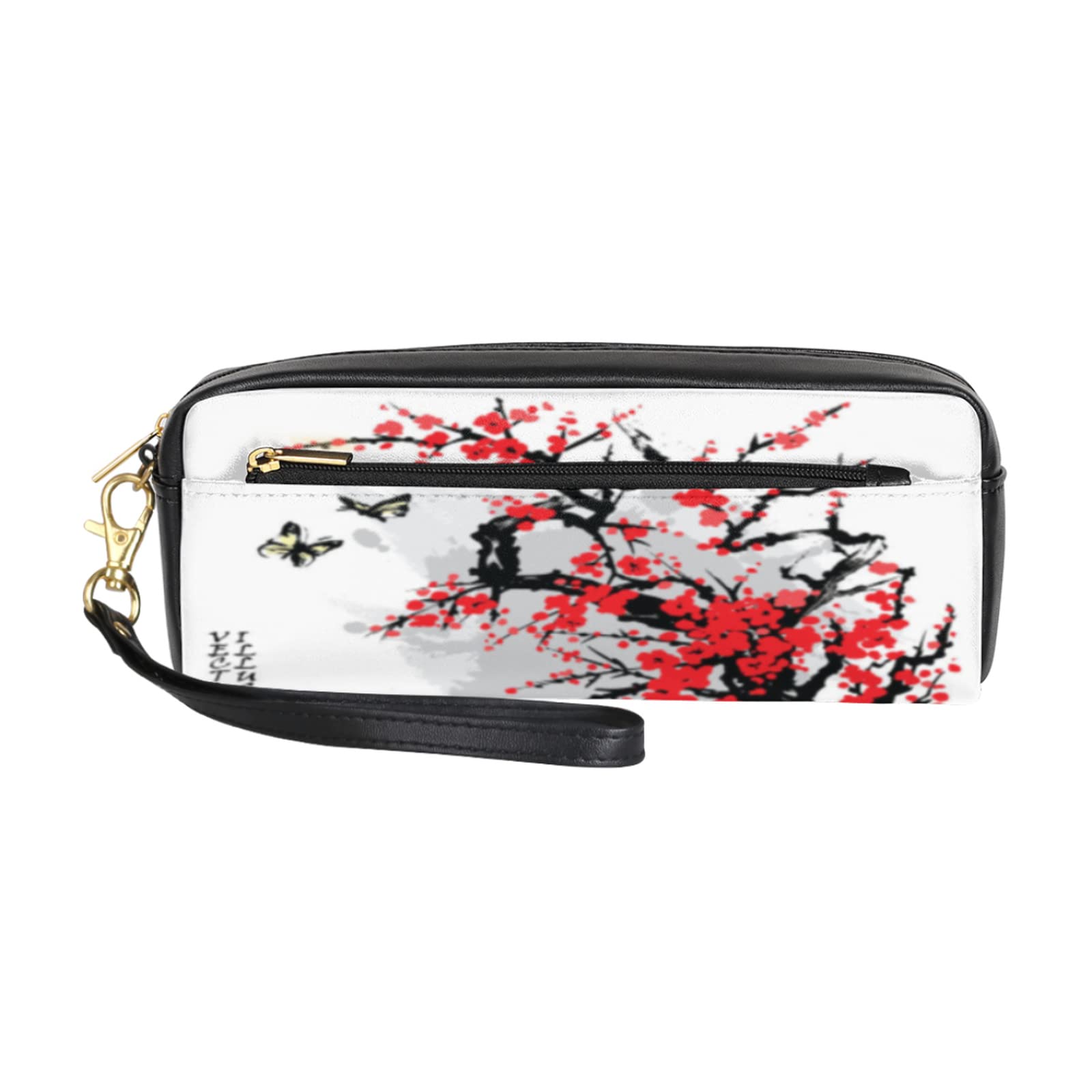 Pencil Case Momei Pencil Bag Ink Painting PU Leather office Students Zipper Stationery Pouch Bag Waterproof Leather 2 Compartments Best Halloween Gift for Kids Girls Boys,12 Inch