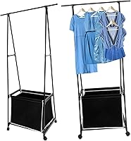 Vista 3 de Perchero portátil cestas de metal percha soporte de ropa resistente para dormitorio