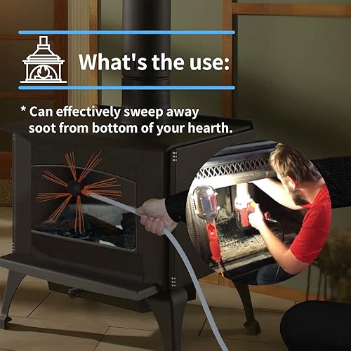 Miniatura 6 de Kit de limpieza de chimenea de 30 pies, con cabezal de cepillo de aluminio para chimenea, kit de limpieza de chimenea giratoria, herramienta de