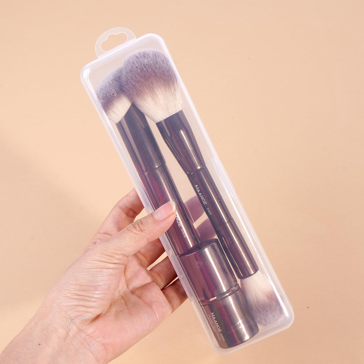 MAANGE Set di 3 pennelli per fondotinta, kabuki, a doppia estremità, pennelli per contouring, per cipria liquida, correttore, crema, cosmetici, miscelazione, fard, lucidatura, strumenti per il trucco