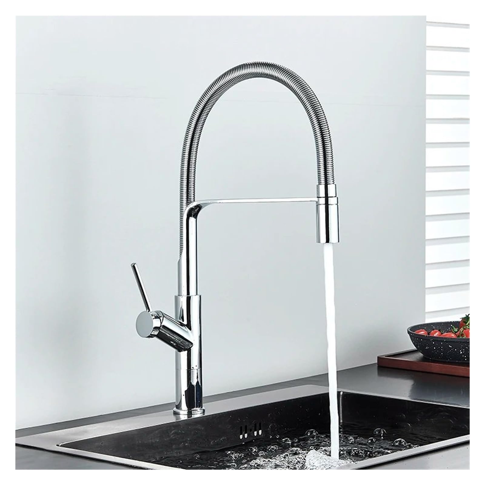 BHFPFZA Black Square Kitchen Faucet - Pull Out Hot & Cold Water Mixer Tap Catible with Single Hole Kitchen Sin Slish Black h for Modern Kitchens