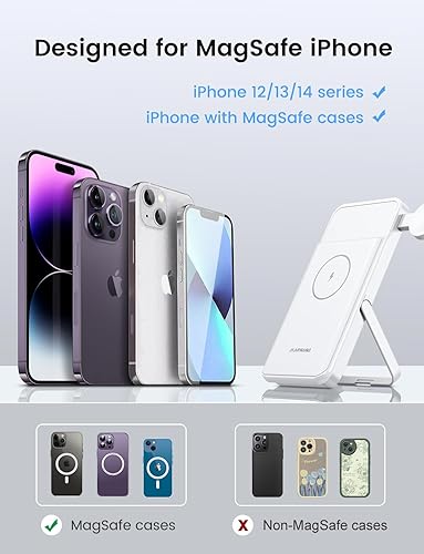 Miniatura 7 de Marnana Banco de energía inalámbrico magnético con cargador de Apple Watch, cargador portátil de carga rápida de 10000 mAh con soporte plegable para