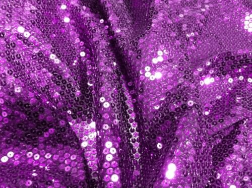 Purple Stretch Mesh W/Purple Sequins Fabric 50" Wide by The Yard