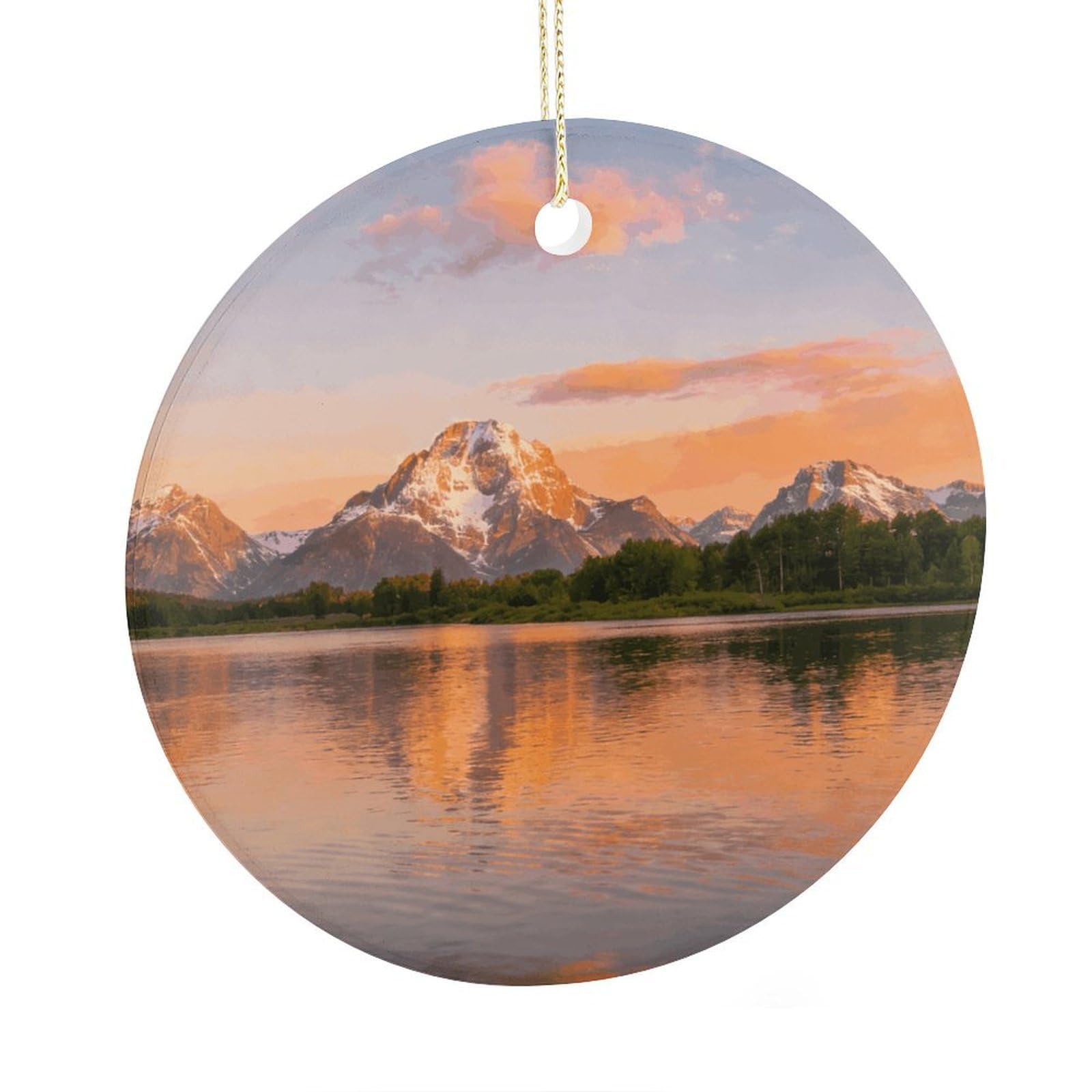 Fodpand Women's Style Landscape Ceramic Christmas Ornament,Wall Hanging Decor Windows Hanging Decor Best Friend Birthday Gifts, Friendship Gifts Car Hanging Ornament Gift For Girls, Teachers 2.9 In