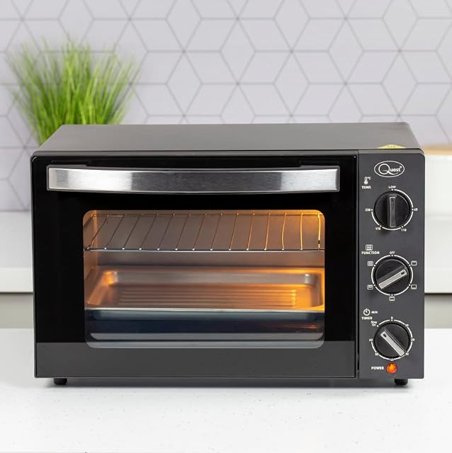 Quest 35399 20L Mini Countertop Oven 1500W / Multifunction Cooking Grill, Bake, Toast, Rotisserie, and Convection / Adjustable Temperature / 60 Mins Timer & Auto Shut Off with Bell