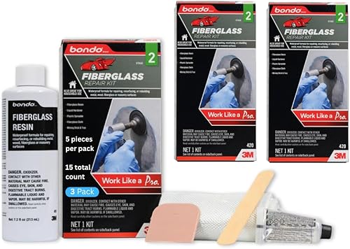 Miniatura 7 de Kit de resina para reparación de fibra de vidrio de bondo.